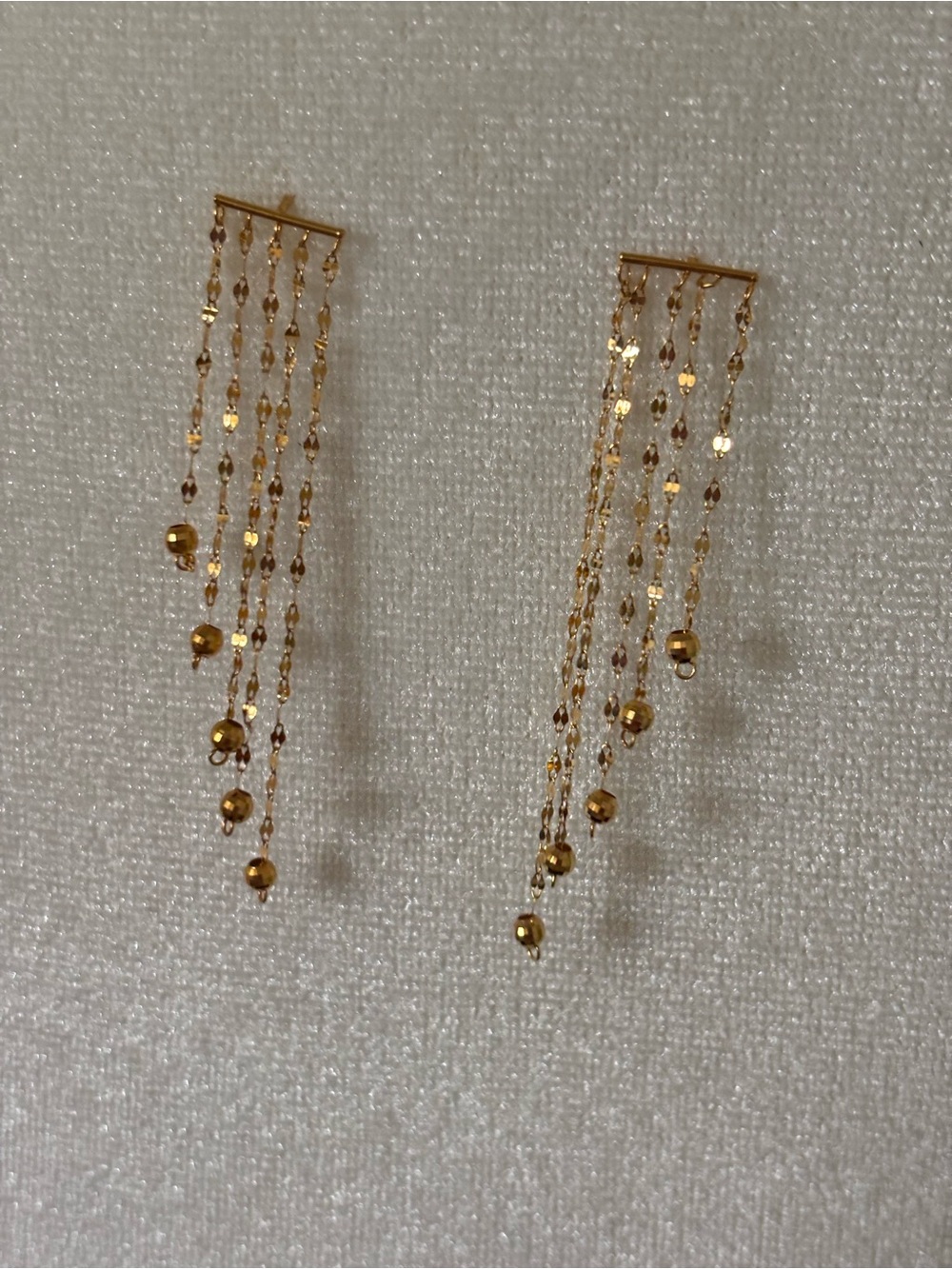 （new)18K gold super shiny Delicate Gold Chain Drop Earrings - 2 inch length